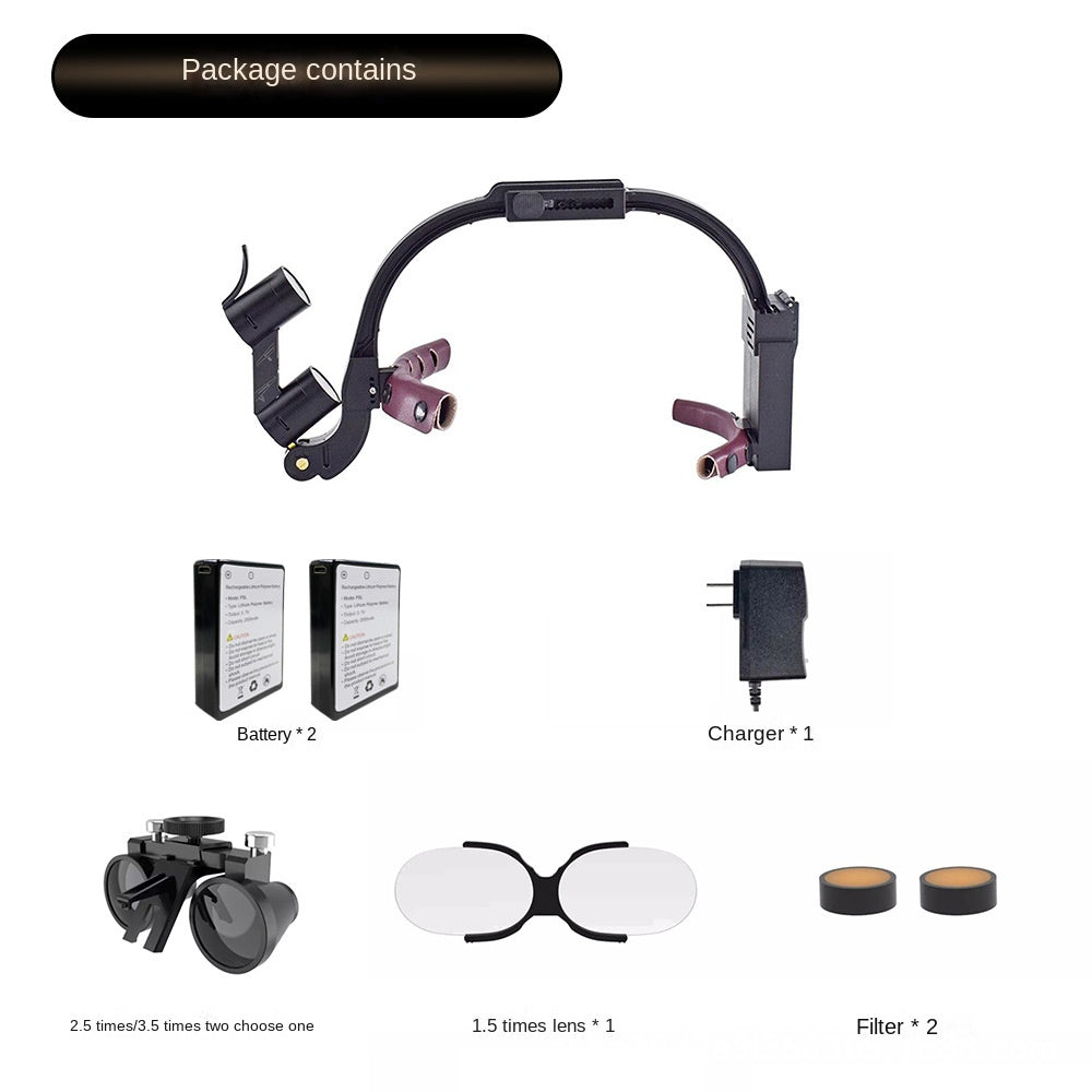 Dental oral head mounted magnifier with headlight HD orthopedic ENT optical instrument magnifying lens light - Korvel
