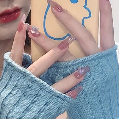 Aurora Butterfly Manicure Wearing Nail Detachable Nail Patch Nail Patch Nail Patch Ballet Nail Coffin Nail - Korvel
