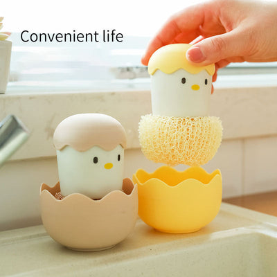 Brosse à Pot Détachable en Cartoon Poulet avec Poignée