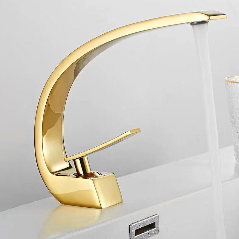 Black all copper single hole cold and hot faucet creative sink for washing hands and faces under the table - Korvel