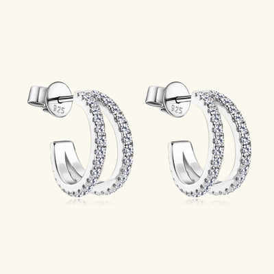 Moissanite 925 Sterling Silver C-Hoop Earrings - Korvel