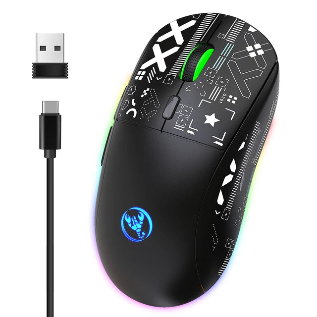 HXSJ T90 Wireless Mechanical Gaming Mouse with RGB Lighting