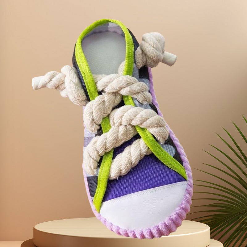 Durable Dog Toy Slippers for Self-Entertainment and Teeth Cleaning with Cotton Rope for Pet Dogs - Korvel