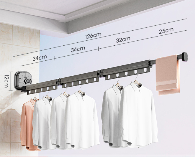 Multifunctional Retractable Fold Away Clothes Drying Hanger Space-Saving Bathrooms Usage - Korvel