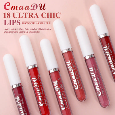 CmaaDu 18 Color Matte Lipstick - Waterproof & Long Lasting