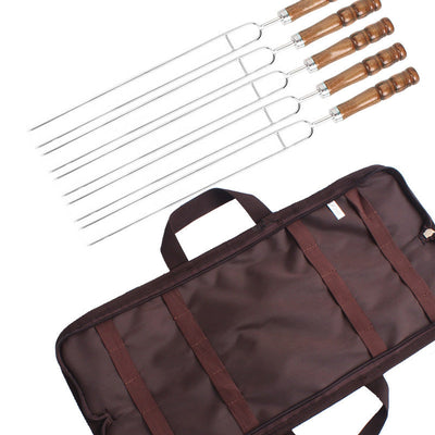 Outdoor Grill Grill Fork Wood Handle U Type Grill Pin Stainless Steel Grill Stick Wood Handle U Type Roast Pin Picnic Grill Meat - Korvel