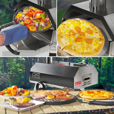 Semi-Automatic Black 12 Outdoor Pizza Oven Portable Wood Fired Pizza Oven Outdoor - Korvel