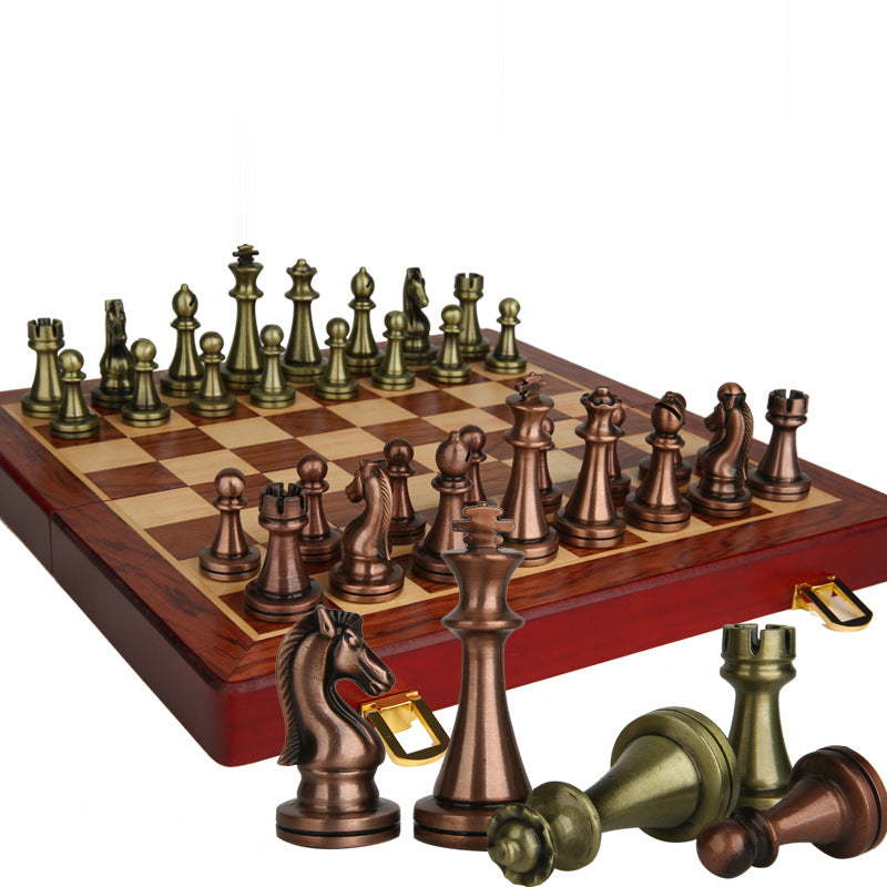 International Chess High end Gift Box Metal Chess Pieces Wooden Chess Board Western Chess - Korvel