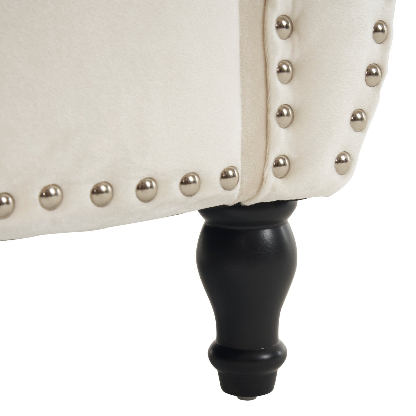 Banc de rangement multifonction en velours avec coussin - Beige