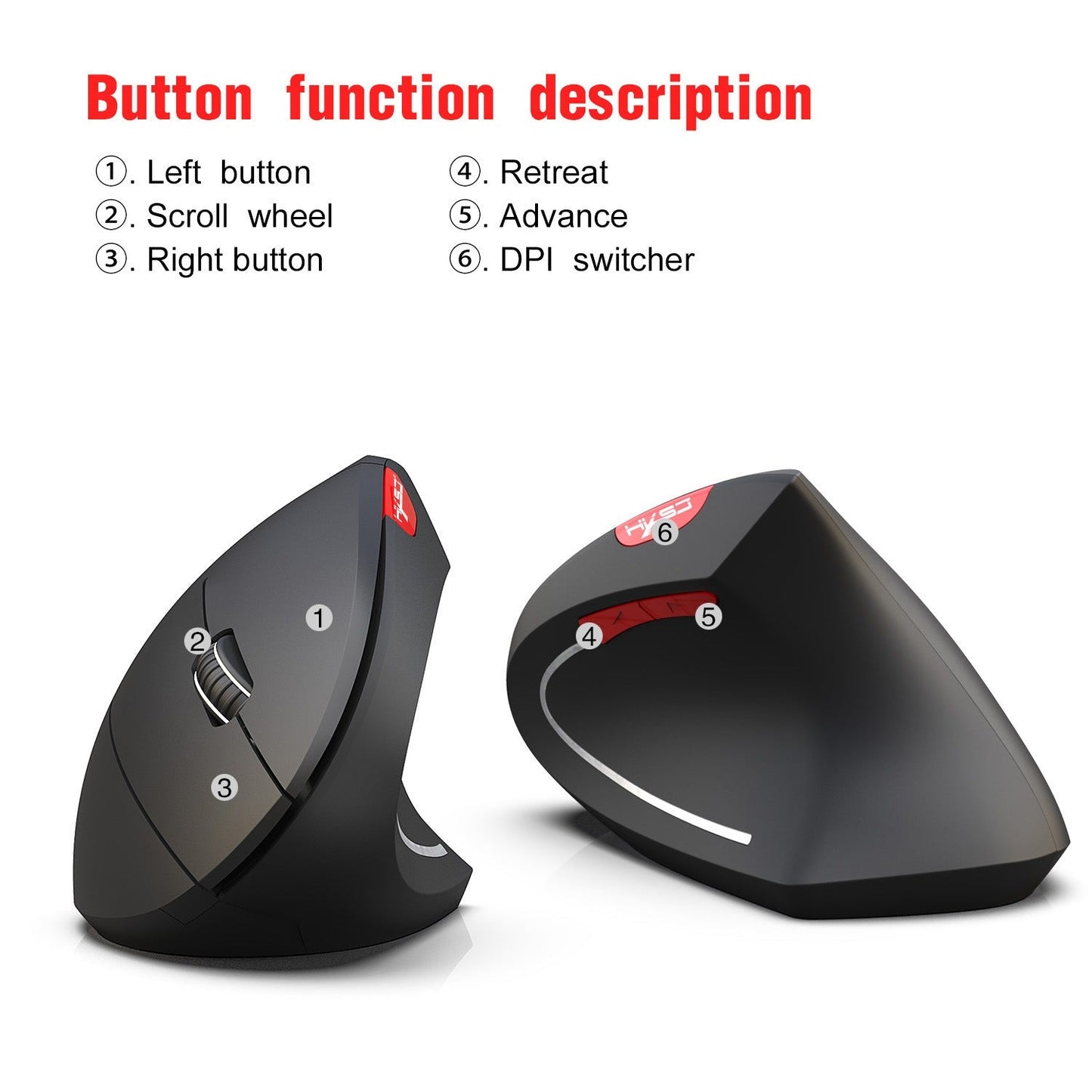 New Wireless Mouse 2.4G Vertical Health Mouse External Battery 6D Design Computer Office - Korvel