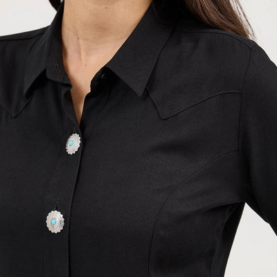 Vintage-Inspired Black Concho Shirt for Women | Wrangler - Korvel