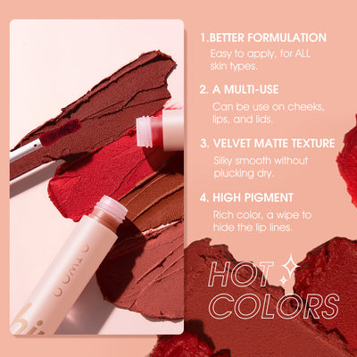 Soft Velvet Mist First Love Lip Slime Blush Eyeshadow Can Be Used For Three Velvet Non-Stick Cups Do Not Lose Color SE001 - Korvel