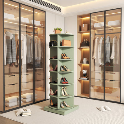 Green 360 Rotating Shoe Cabinet - 6 Layers