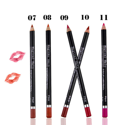 Makeup MH12 Color Mixed Waterproof Lip Liner Lip Nude Lip Pencil Lipstick Pen Set of 12 - Korvel