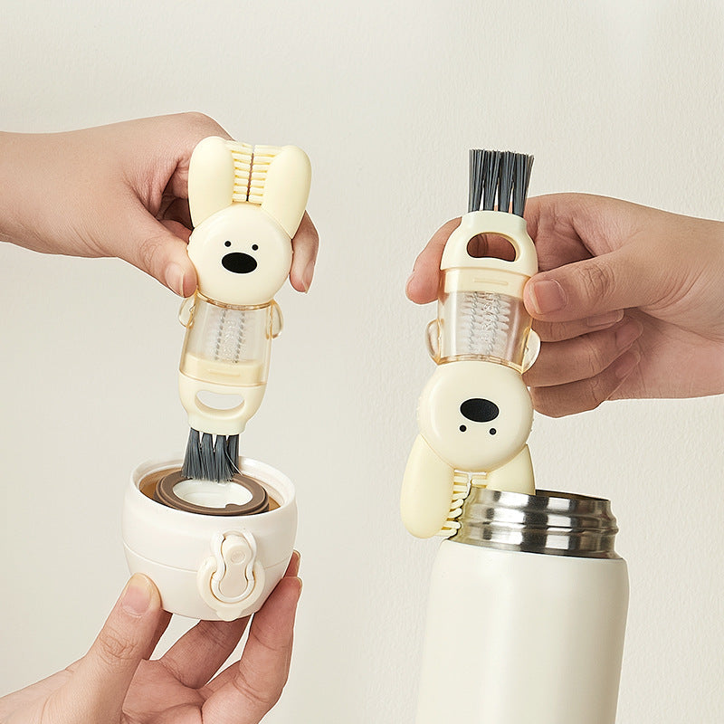 Rabbit cup lid brush four in one insulated water cup brush milk bottle pacifier cup mouth gap cleaning brush - Korvel