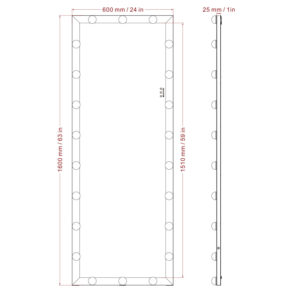 Illuminated Full Body Makeup Mirror - 63x24 Inch