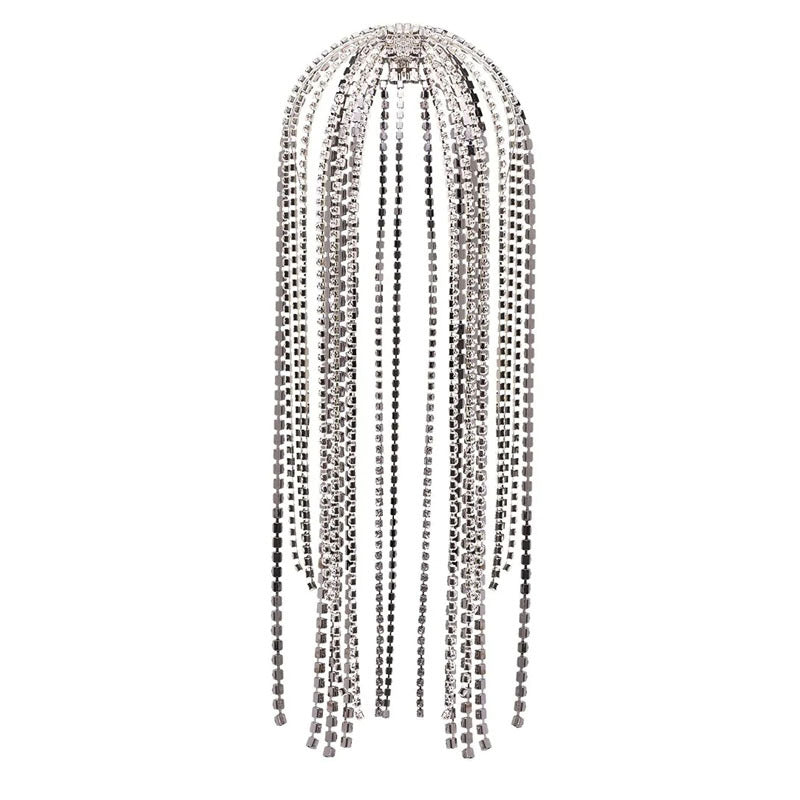 Rhinestone Long Tassel Headpiece - Exaggerated Personality Headband