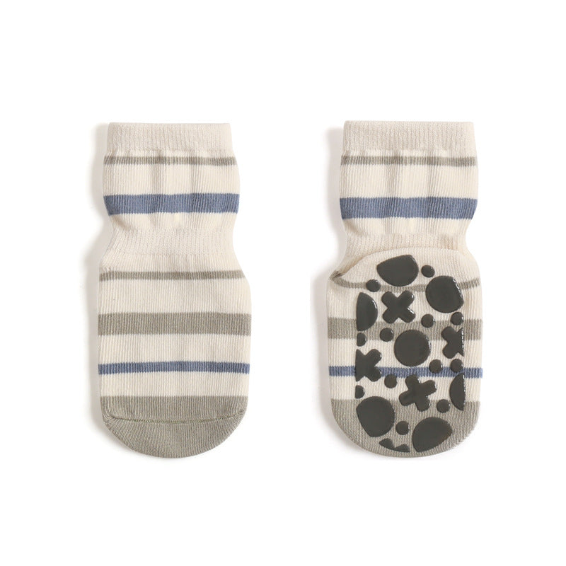 Combed Cotton Baby Floor Socks - Non-Slip Mid-Tube