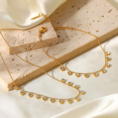 Fashionable and versatile titanium steel necklace white zircon stainless steel necklace for women - Korvel