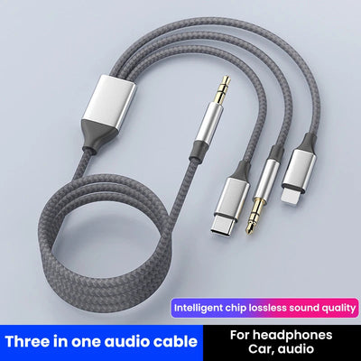 Premium Three-in-One Audio Cable for Apple Type-C and 3.5mm Devices