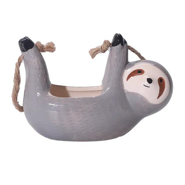 1Pcs Ceramic Hanging Plant Pots Scindapsus Chlorophytum Hanging Flower Basket Flower Pot Cartoons Animal Vase Garden Decoration - Korvel