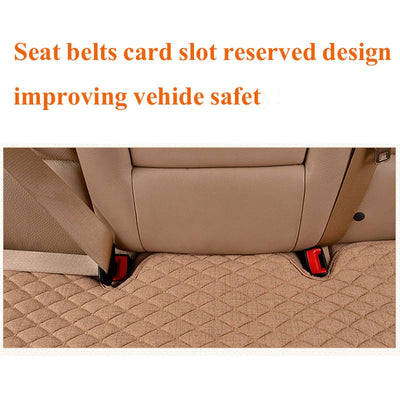 Flax Car Seat Cover Four Seasons Front Rear Linen Fabric Cushion Breathable Protector Mat Pad Auto accessories Universal Size - Korvel