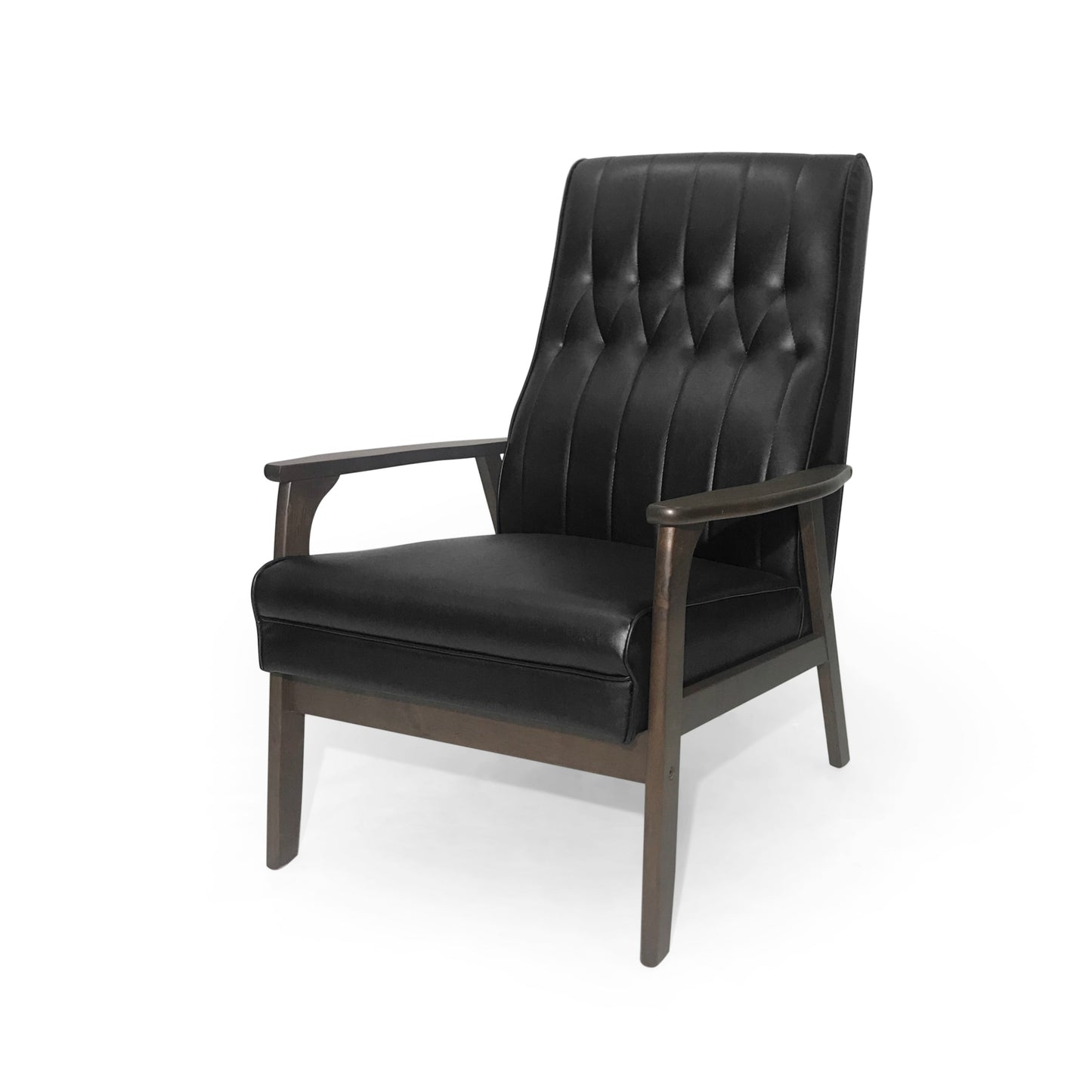 Mid Century Modern Upholstered Accent Chair in Matte Black