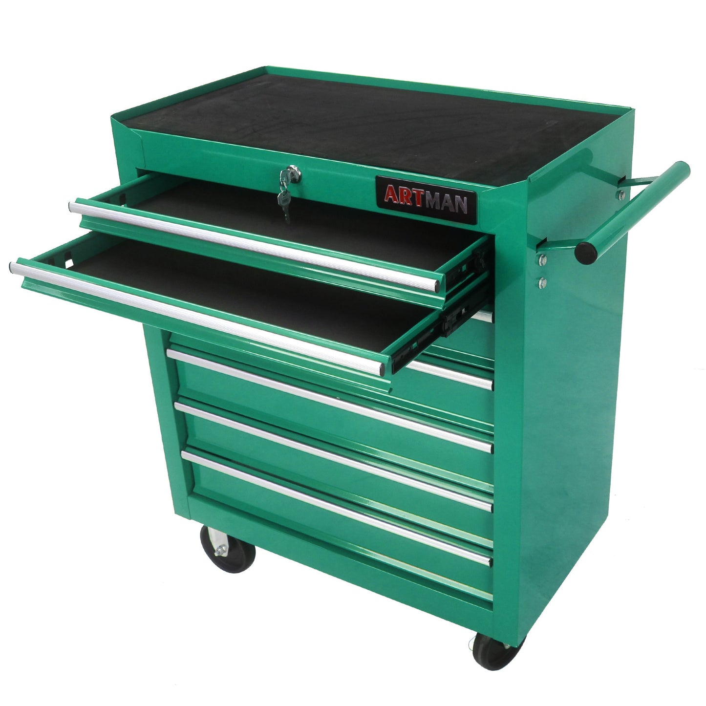 7 DRAWERS MULTIFUNCTIONAL TOOL CART WITH WHEELS-GREEN - Korvel
