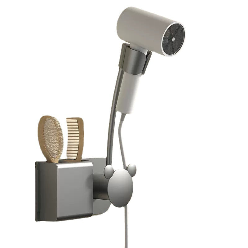 Punch-Free Wall-Mounted Hair Dryer Rack