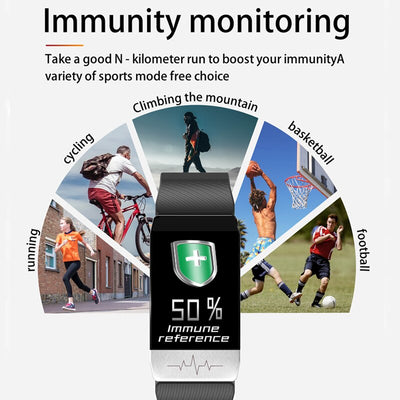T1 Smart Watch Band With Temperature Immune Measure ECG Heart Rate Blood Pressure Monitor Weather Forecast Drinking Remind - Korvel
