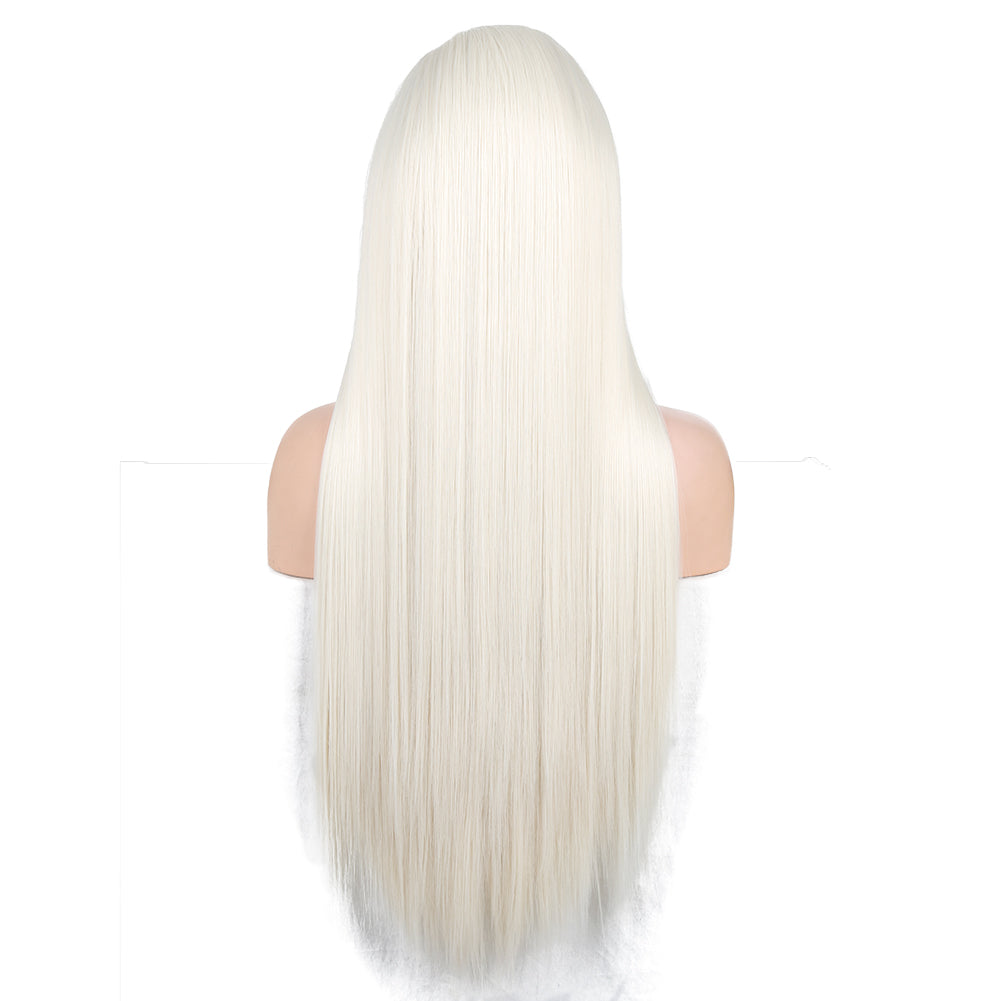 13*2. 60# Chemical Fiber Front Lace Wig Headgear Long Straight Hair Natural Hairline Wig - Korvel