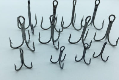Rompin 20pc/lot 2/4/6/8/10# Fishing Hook High Carbon Steel Treble Black - Korvel