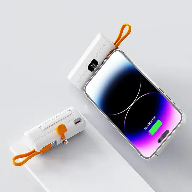 30000Mah Mini Power Bank Ingebouwde Kabel Powerbank Digitale Display Externe Batterij Draagbare Oplader Voor Iphone Samsung Xiaomi - Korvel