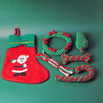 Christmas Dog Toy Gift Set - Bite Resistant Cotton Rope