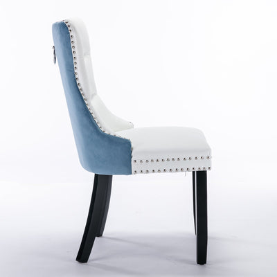 A&A Furniture Nikki Collection Modern High-end Tufted Solid Wood Contemporary PU 2-Pcs Set White+Light Blue - Korvel
