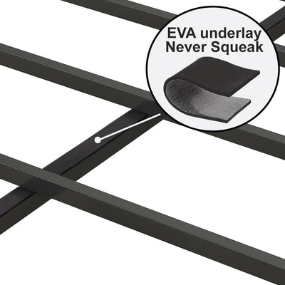 Full Size Bed Frame with Charging Station, Upholstered Headboard, Metal Platform, Grey - Korvel