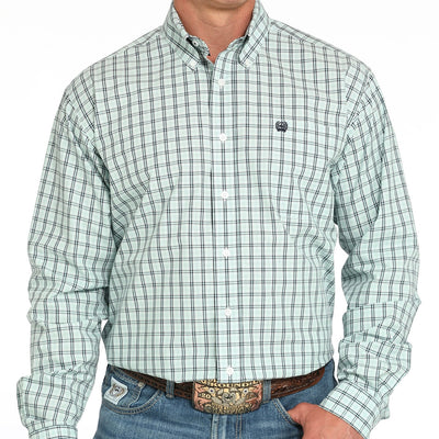 Turquoise Plaid Cinch Shirt for Men - Korvel