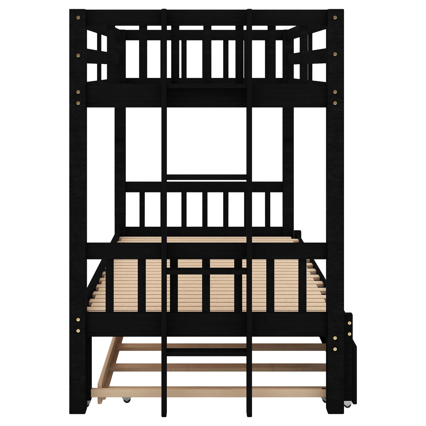 Twin over Pull-out Bunk Bed with Trundle Espresso - Korvel