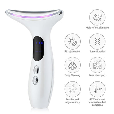 Facial Lift Anti Wrinkle Reduce Double Chin 3 Colors LED Photon Therapy EMS Face Neck Massager Beauty Device - Korvel