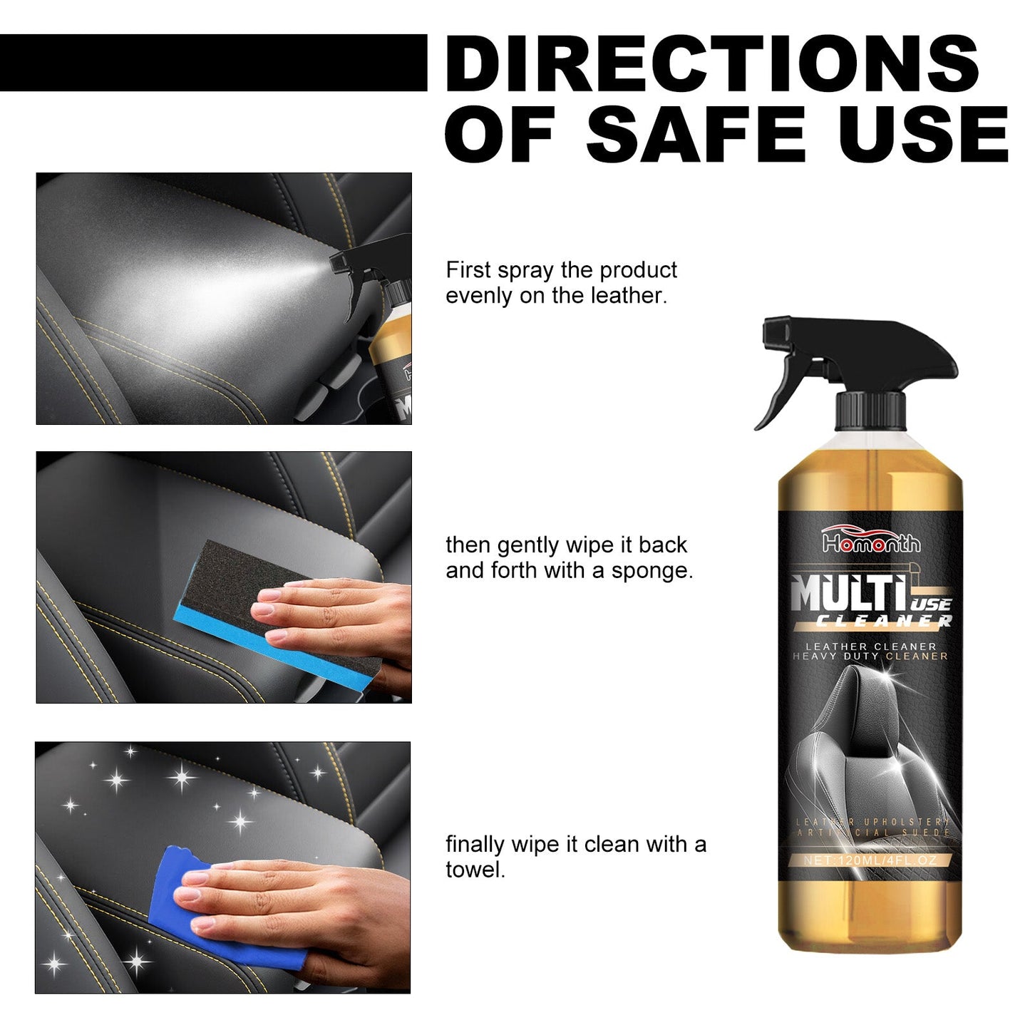 Premium Multi-Use Leather Cleaner for Car Interiors