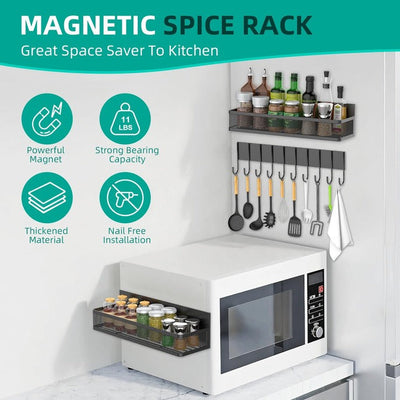 New Magnetic Shelf Moveable Magnetic Fridge Organizer Rack Seasoning Organizer Spice Rack for Refrigerator - Korvel