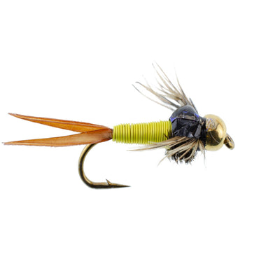3 Pack Bead Head Hot Yellow Copper John Nymph - Fly Fishing Flies - Hook Size 10 - Korvel