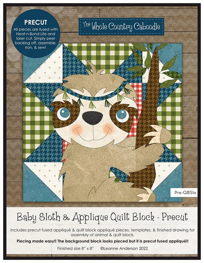 Baby Sloth Applique Quilt Block Precut Pack