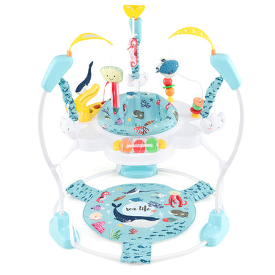 Centro de Actividades para Bebés Ajustable en Altura con Juguetes Interactivos - Azul Claro