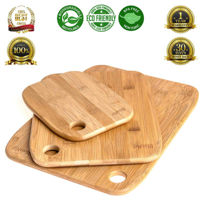 Bamboo Cutting Board Set – 3-Piece Kitchen Chopping & Serving Boards - Korvel