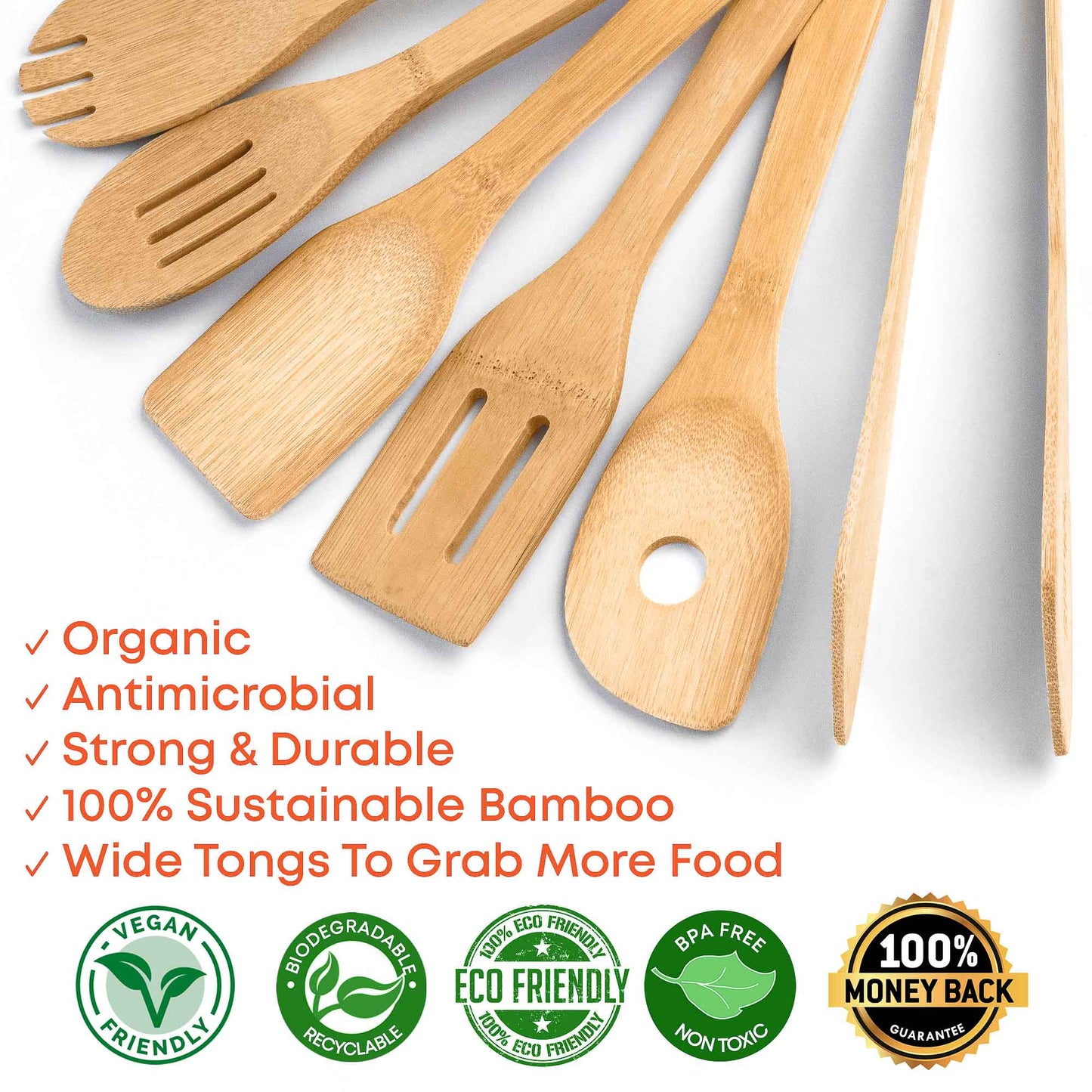 Bamboo Kitchen Utensils Set – 8-Piece Wooden Cooking Tools with Holder - Korvel