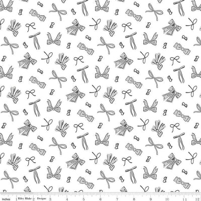 Barbie Vintage Bows White Cotton Fabric - 43"/44" Per Yard