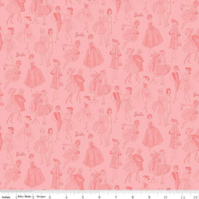 Tela de Algodón Rosa Tonal Vintage de Barbie - 43"/44" por Yarda