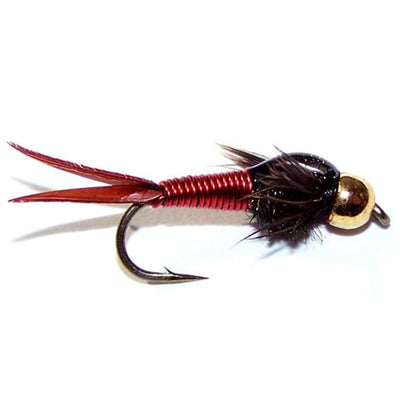 3 Pack Bead Head Red Copper John Nymph Fly Fishing Flies - Hook Size 14