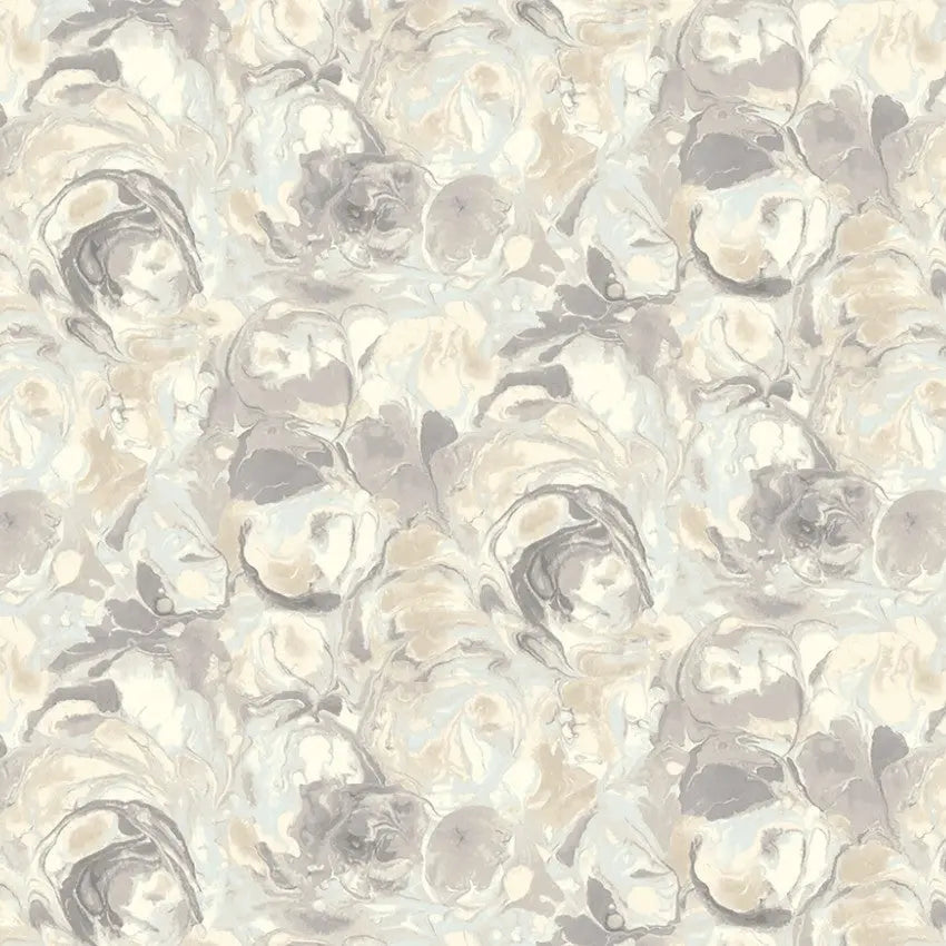 Beige Smokey Paint Swirls Cotton Fabric - Premium Quality